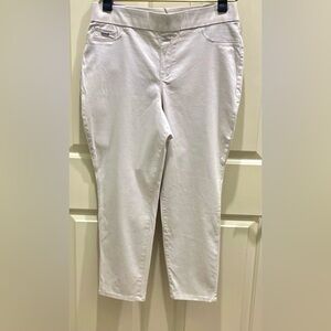 Nine West Jeans Heidi SZ 16 Tan Khaki Skinny Yoga Stretch Coastal Cropped Pants